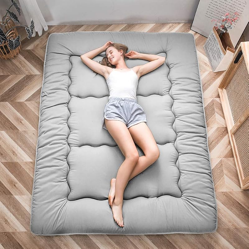 MAXYOYO Japanese Floor Futon Mattress Double Gray Tatami Mat Foldable