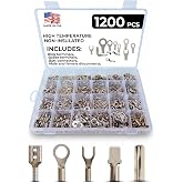 Sherco-Auto 1200 Piece - 900&deg;F High Temperature Crimp Wire Connectors Electrical Assortment Kit - Non-Insulated Nickel Plated Steel Ring/Spade/Butt Terminal Connectors (Male &amp; Female)- Made in USA