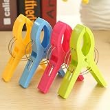 URAQT Beach Towel Clips 4 Pack Jumbo 12x9 cm Bright Color Windproof view 4