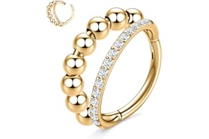 PEAKLINK 316L Surgical Steel Septum Clicker Ring Nose Ring Hoop Sleeper Hoop Earring Helix Rook Conch Cartilage Daith Tragus Earrings Lobe Nose Piercing Jewelry for Women Girls