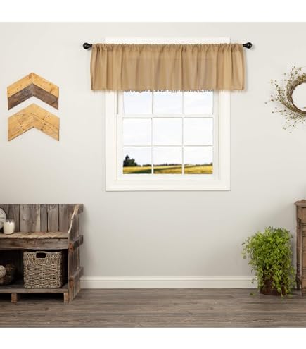 VHC Brands Rustic 36x36x18 Prairie Swag Pair Brown Kitchen Window Curtains 840528161865