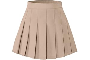 Joe Wenko Girls Women's Pleated Skirt, High Waist School Uniform A-Line Short Skirt