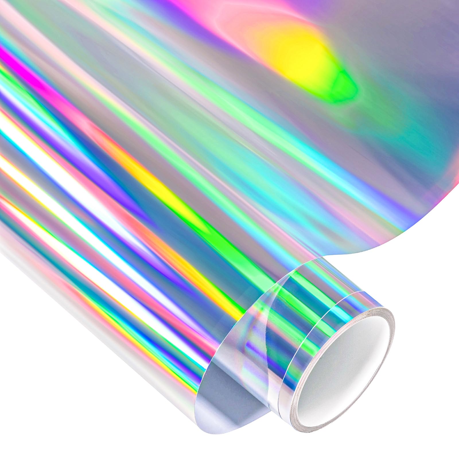 VINYL FROG Holographic Chrome Craft Adhesive Vinyl Roll Holographic Spectrum Silver Rainbow Vinyl 30.5x155cm with Cameo and Cutters for Decoration