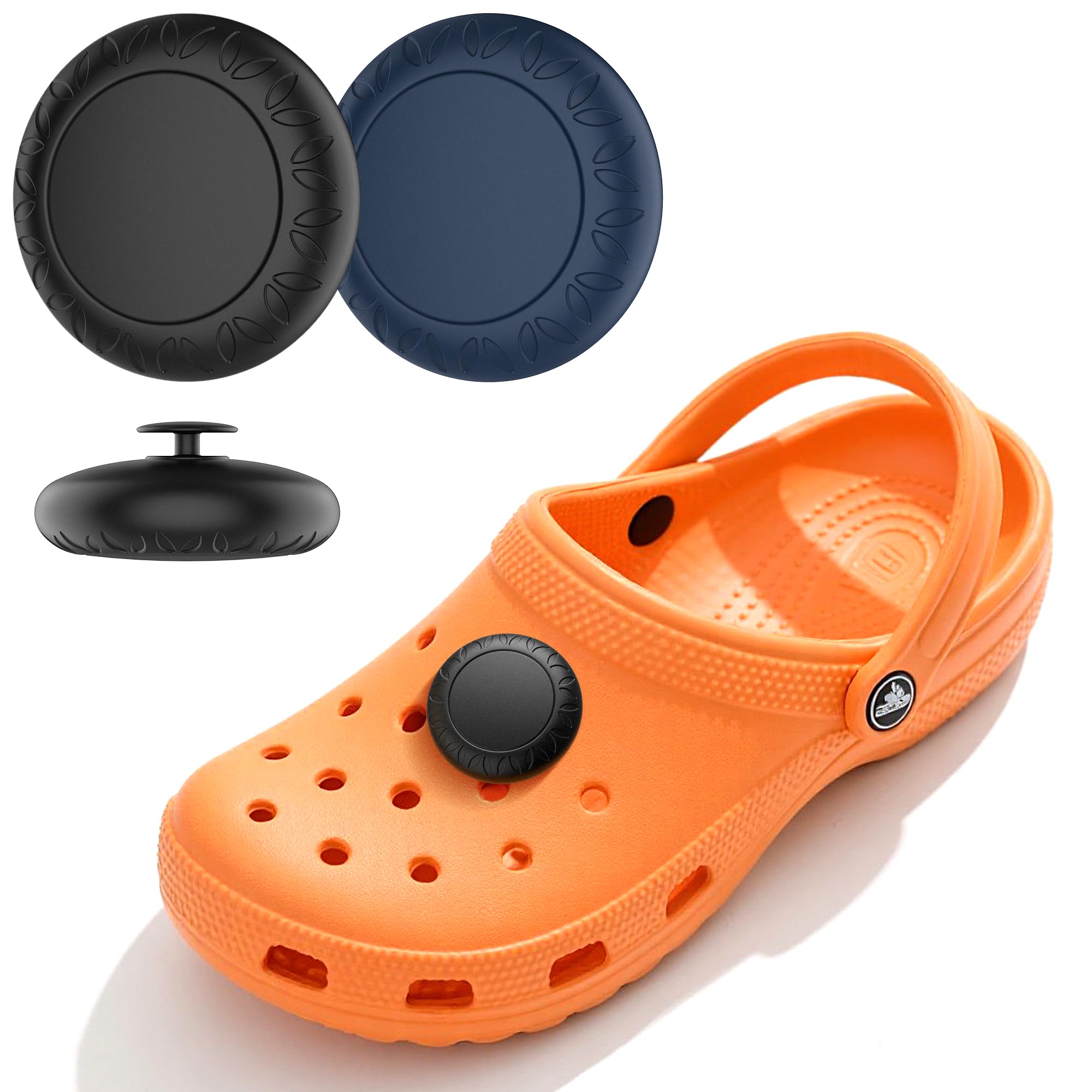 Photo 1 of [2 Pack] Waterproof Shoe Holder for Airtag, Silicone Case Cover for Kids Toddler Child, Hidden Wear Resistant Shoes Charms for Air Tags (Black,Blue)