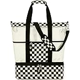 Bluboon Mesh Beach Tote Bag with Cooler Compartment Insulated Detachable Picnic Bag with Zipper and Pocket Pool Bag for Women