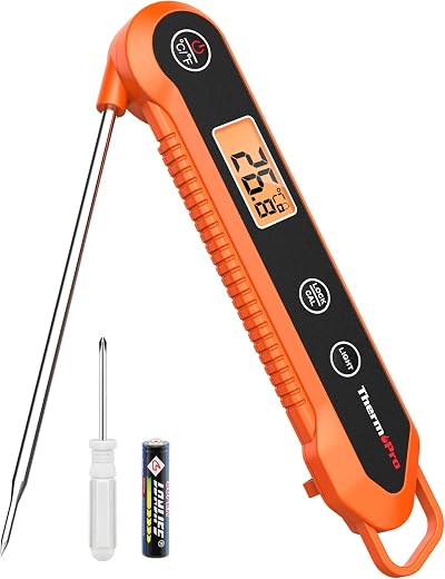 ThermoPro TP03H Meat Thermometer IPX6 Waterproof Foldable Probe LCD Backlight