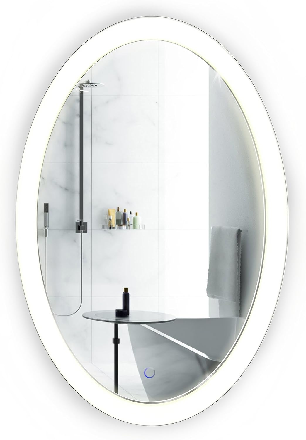 Amazon Com Krugg Oval Led Bathroom Mirror 20 Inch X 30 Inch Lighted Vanity Mirror Includes Dimmer Defogger Wall Mount Vertical Or Horizontal Installation Home Kitchen