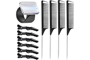 RABETLY Magnetic Wristband for Hair Stylist Pin Wristband Wrist Pin Holder Braiders Wristband with 4 Pieces Hair Rat Tail Combs 6 Pieces Plastic Clip (Black)