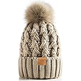 PAGE ONE Womens Winter Ribbed Beanie Crossed Cap