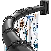 Black Curved Shower Curtain Rod 33-78 Inches Adjustable Splicing Design Need To Drill Shower Rods Curved Round Bowed Rust proof, Premium Stainless Steel Shower Curtain Rod for Bathroom, Bathtub, Stall