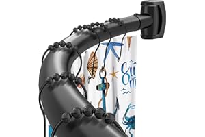 Black Curved Shower Curtain Rod 33-78 Inches Adjustable Splicing Design Need To Drill Shower Rods Curved Round Bowed Rust pro