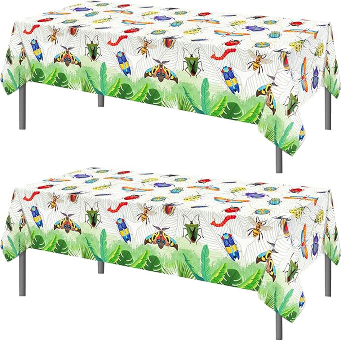 TOKYMOON 2 Pack of Disposable Insects Themed Party 54x87In Tablecloths Wedding Picnic Banquet Table Cover for Bug Insect Baby Shower Party Supplies