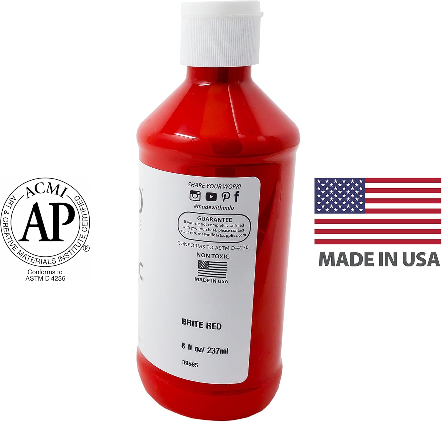 milo Acrylic Paint Set of 8 Colors | 8 oz Bottles | Student Primary Colors Acrylics Painting Pack | Made in the USA | Non-Toxic Art & Craft Paints for Artists, Kids, & Hobby Painters: Home Improvement