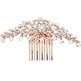 Mariell Rose Gold Crystal Vine Bridal Hair Comb, Wedding or Prom Hair Jewelry Accessory for Women, Brides