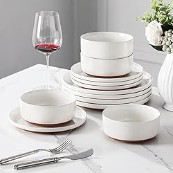 MALACASA Plates and Bowls Sets, 12 Pieces Modern