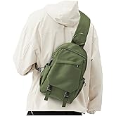 SEAFEW Olive Green Sling Bag for Men Women, Small Anti Theft One Strap Motorcycle Backpack Sling Tactical Chest Bag for Swimming Diving Outdoor Sports