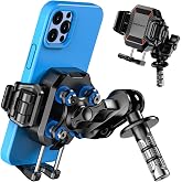 BRCOVAN Anti-Theft Motorcycle Fork Stem Phone Mount with Vibration Dampener | [1s Lock] [Camera Friendly] Adjustable Size Mobile Phone Holder Fit 5.4-7.2" Cellphones