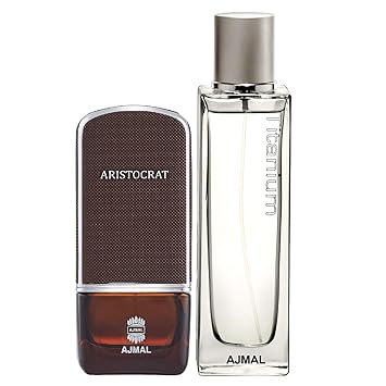 Ajmal Aristocrat EDP Citrus Woody Perfume 75ml for Men and Titanium EDP Citrus Spicy Perfume 100ml for Men + 2 Parfum Testers FREE