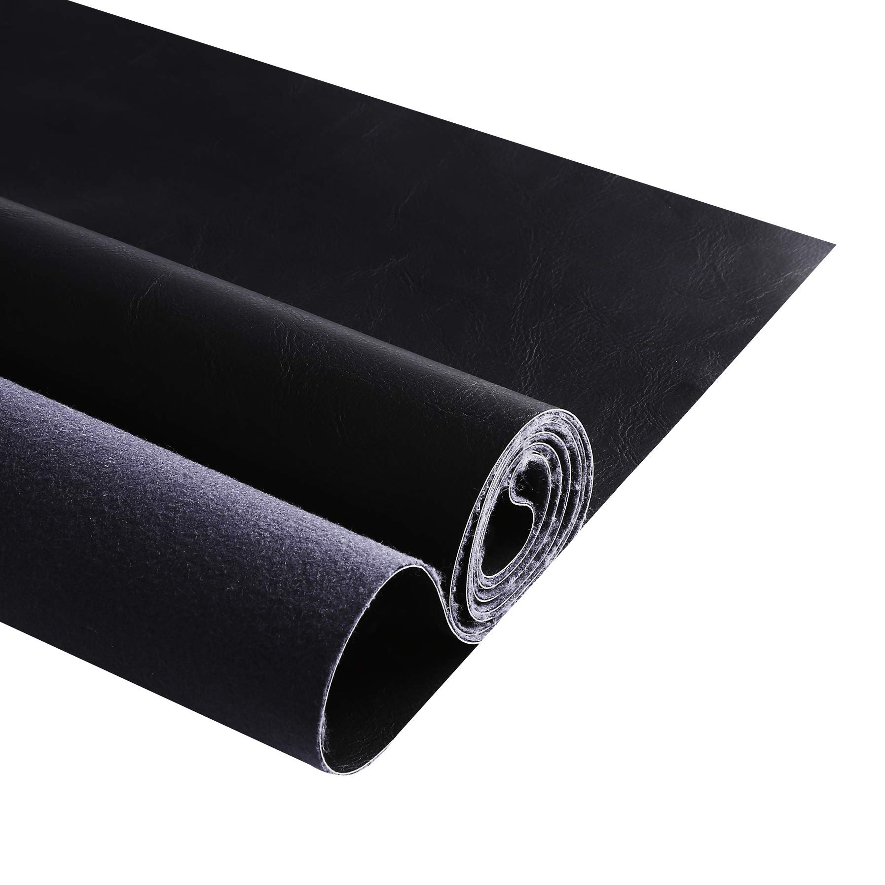 Premium Faux Leather Upholstery Fabric 1.2mm Thickness,Waterproof Upholstery Leather Distressed Bark Fabric(Black,36"x54") — image 1