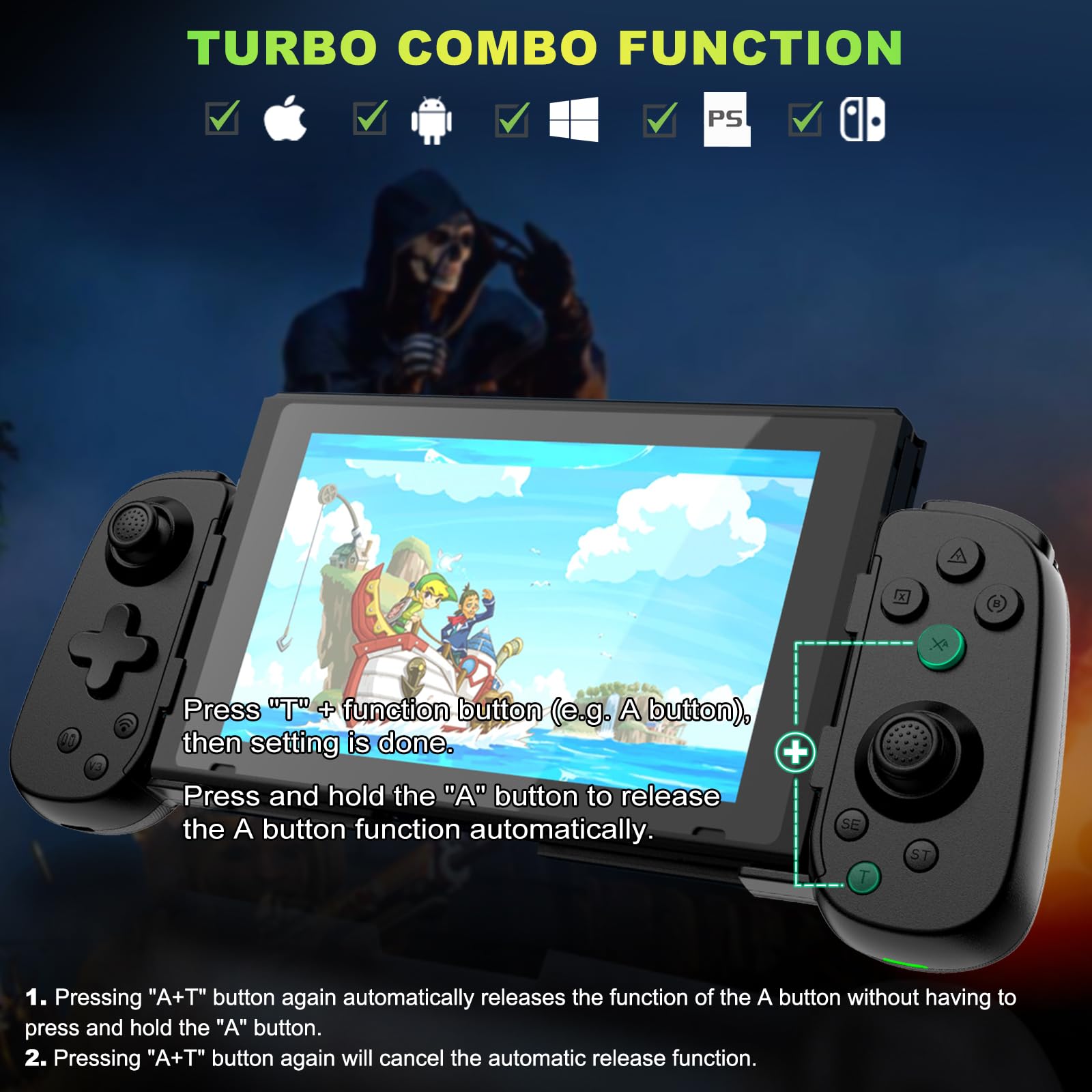 Koiiko Phone Game Controller for iPhone/Android/PC/Switch, Wireless, Play COD, Genshin, Diablo, Support Streaming on PS5/PS4/Xbox/PC Console, Cloud Gaming, Turbo/6-Axis Gyro/Dual Motor