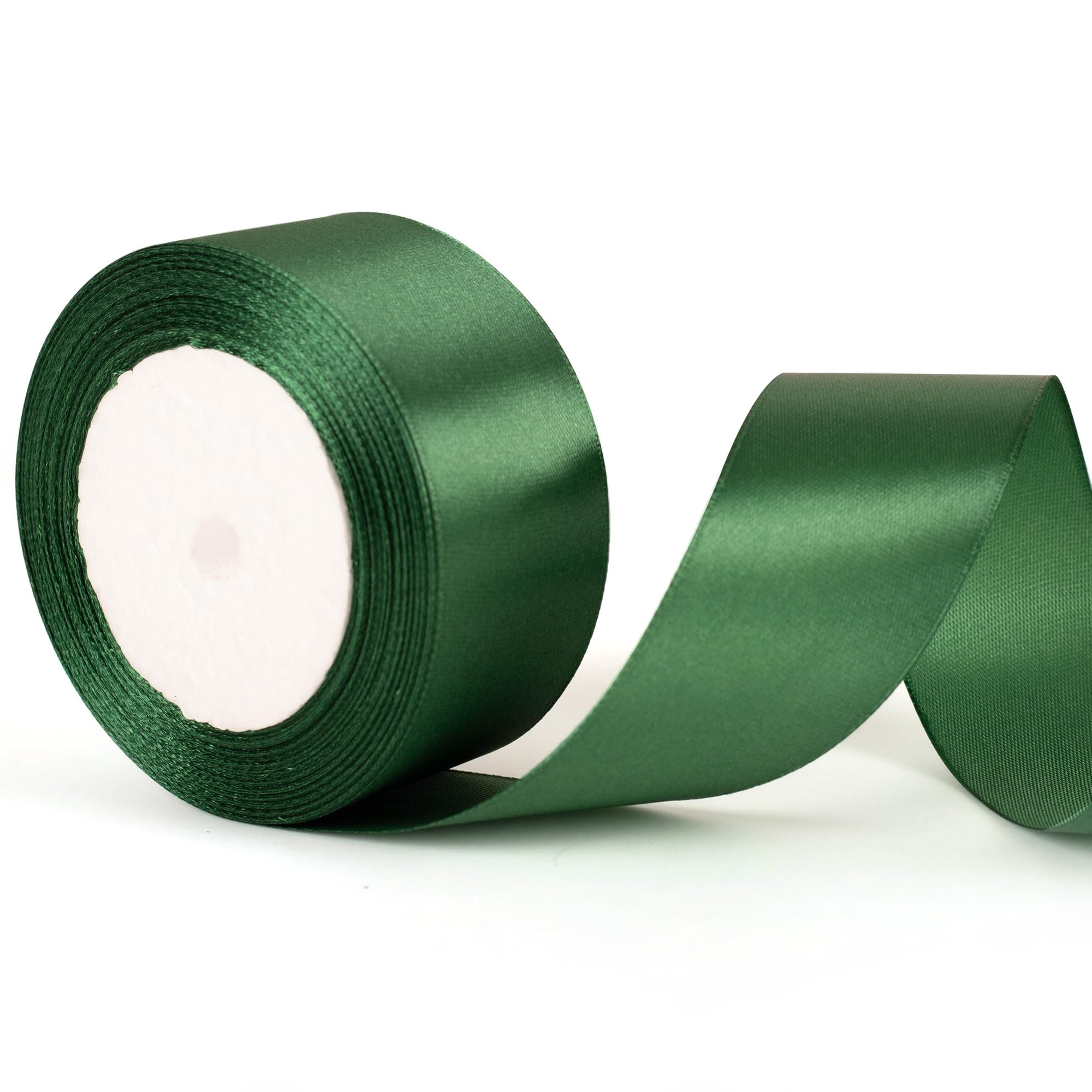 40mm Wide Dark Green Thick Ribbon for Gift Wrapping 22m, Thick Deep Green Christmas Ribbons Fabric Satin Ribbon for Present Wrapping Christmas Florist Bouquet Cake Hair Bow Crafting Wedding Car Decor