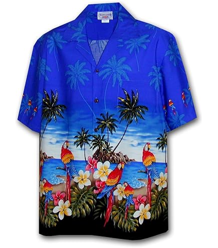 Amazon.com: Pacific Legend Tropical Shirts Alligators in Blue S