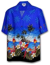 Pacific Legend Men's Parrots Beach Border Hawaiian