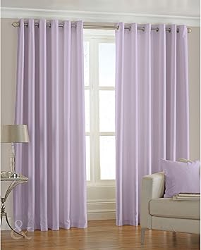 Faux Silk Eyelet Curtain Fully Lined Plain Ring Top Heather