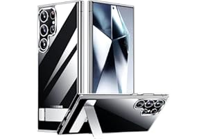 Red2Fire for Samsung Galaxy S24 Ultra Case Clear, [Built-in Invisible Stand][3 Stand Ways][Non-Yellowing][Military Grade Shockproof] Slim Thin Phone Case for S24 Ultra Case 6.8",Clear