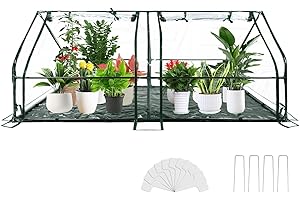 U'Artlines Portable Mini Greenhouse 9x3x3 Ft Small Greenhouse for Outdoors with Waterproof Pad, Little Green Houses Plant Cover Tent for Outside Garden Small Plants, Clear PVC