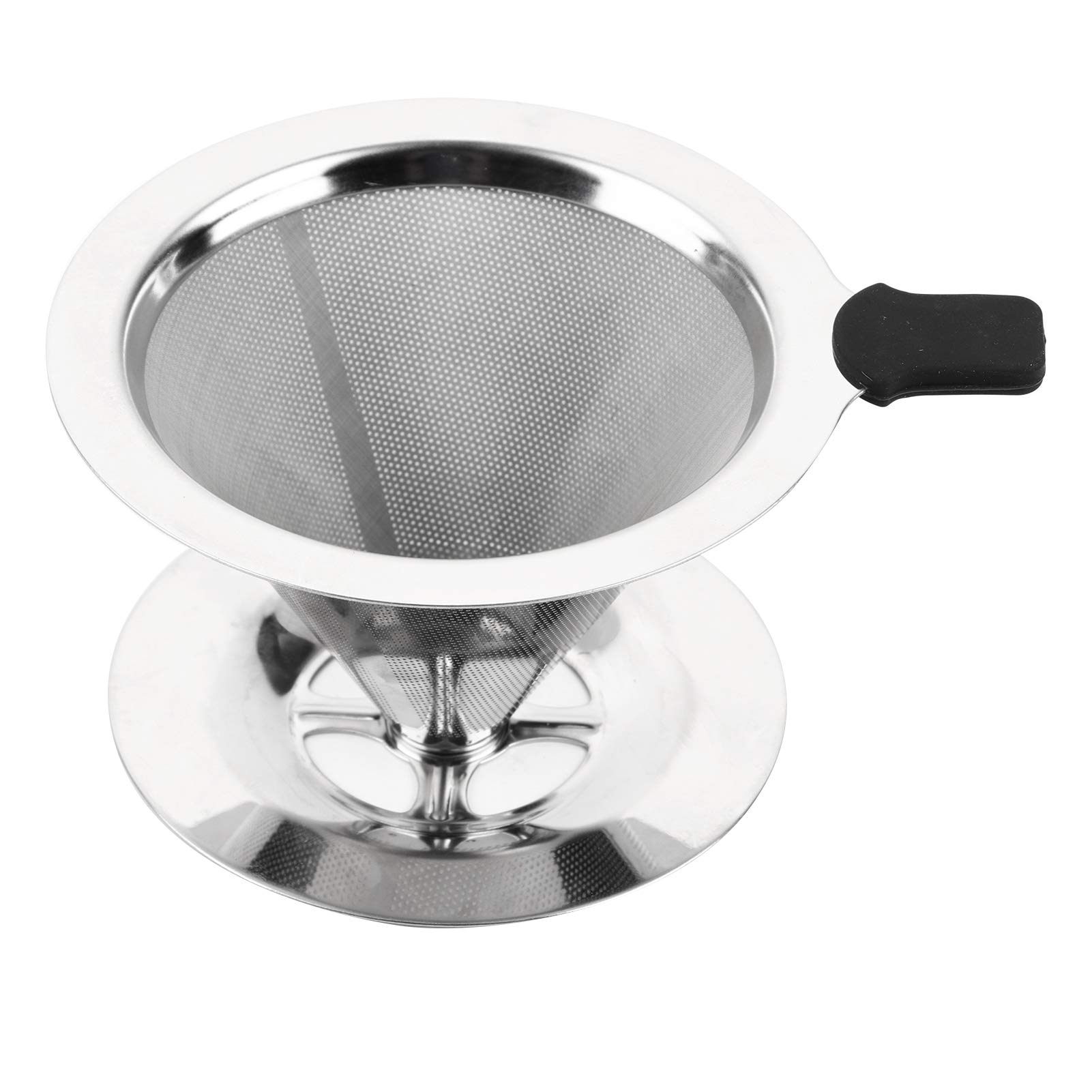 Pour Over Coffee Dripper Stainless Steel Double Layer Coffee Filter Paperless Reusable Single Cup Coffee Maker 1-2 Cup