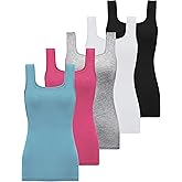 BQTQ 5 Pack Womens Square Neck Tank Tops Sleeveless Ladies Tank Top Undershirts