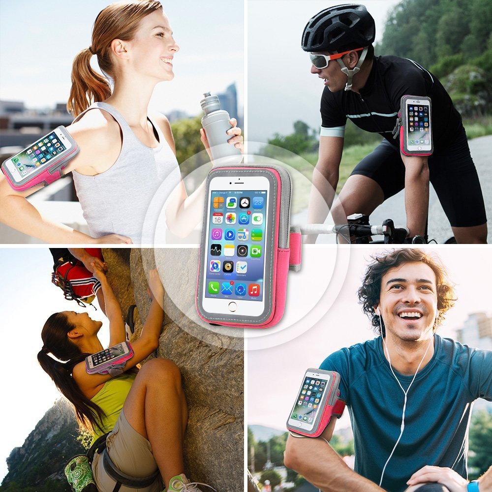 Sports Armband,Firstbuy GYM Fitness Phone case Sweatproof Running Armband For Outdoor Sports,Key Holder,Wallet Card Slot,Fit for iPhone7Plus/7/6sPlus /6Plus/Samsung ,Up To 5.5 Inch (2 Pack)