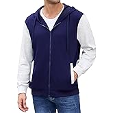 PEGENO Mens Zip Up Hoodie Lightweight Fleece Jacket with Drawstring Hood for Streetwear Hiking Travel Sports and Casual Wear