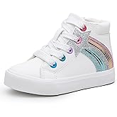 Weestep Girls‘ Glitter High-Top Easy-On Canvas Shoes - Fashion Casual Sneakers for Toddler and Litte Kid
