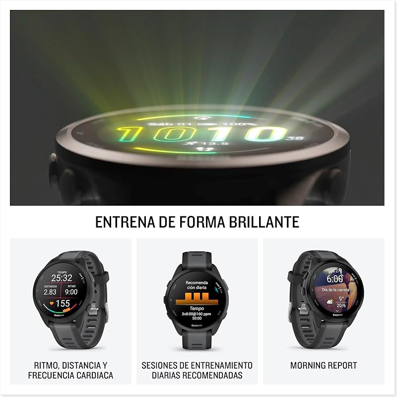 Garmin forerunner 165 smart running watch com gps, tela de toque amoled, métricas otimizadas, planos de treinamento, garmin pay, autonomia de 11 dias, preto