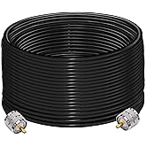 RG58 PL259 UHF Jumper Cable CB Radio Cable, 65.6ft (20M) SO239 Male to UHF Male Extension Cable, Low Loss PL-259 Coaxial Cabl
