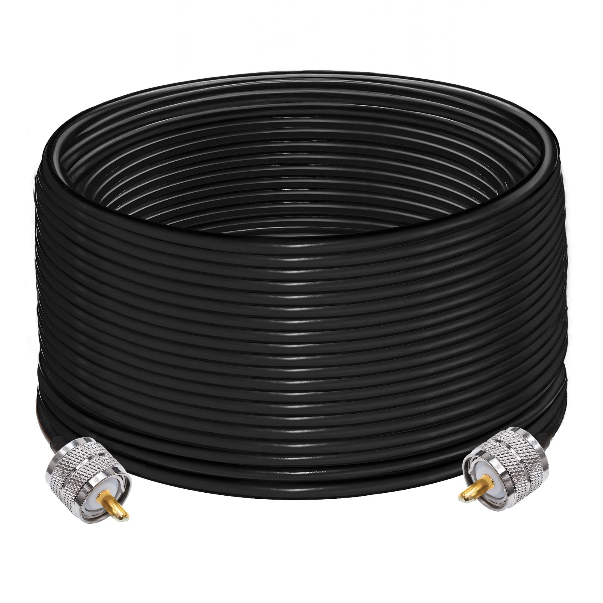 TUOLNK PL259 Coax Cable - 65.6ft (20M) Male to Male Extension, Low Loss RF Black Coaxial Cable for Two Way Radio & Wireless LAN Devices