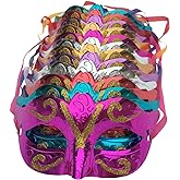 Arlai Pack of 12, Gold shining plated party mask wedding props masquerade mardi gras mask