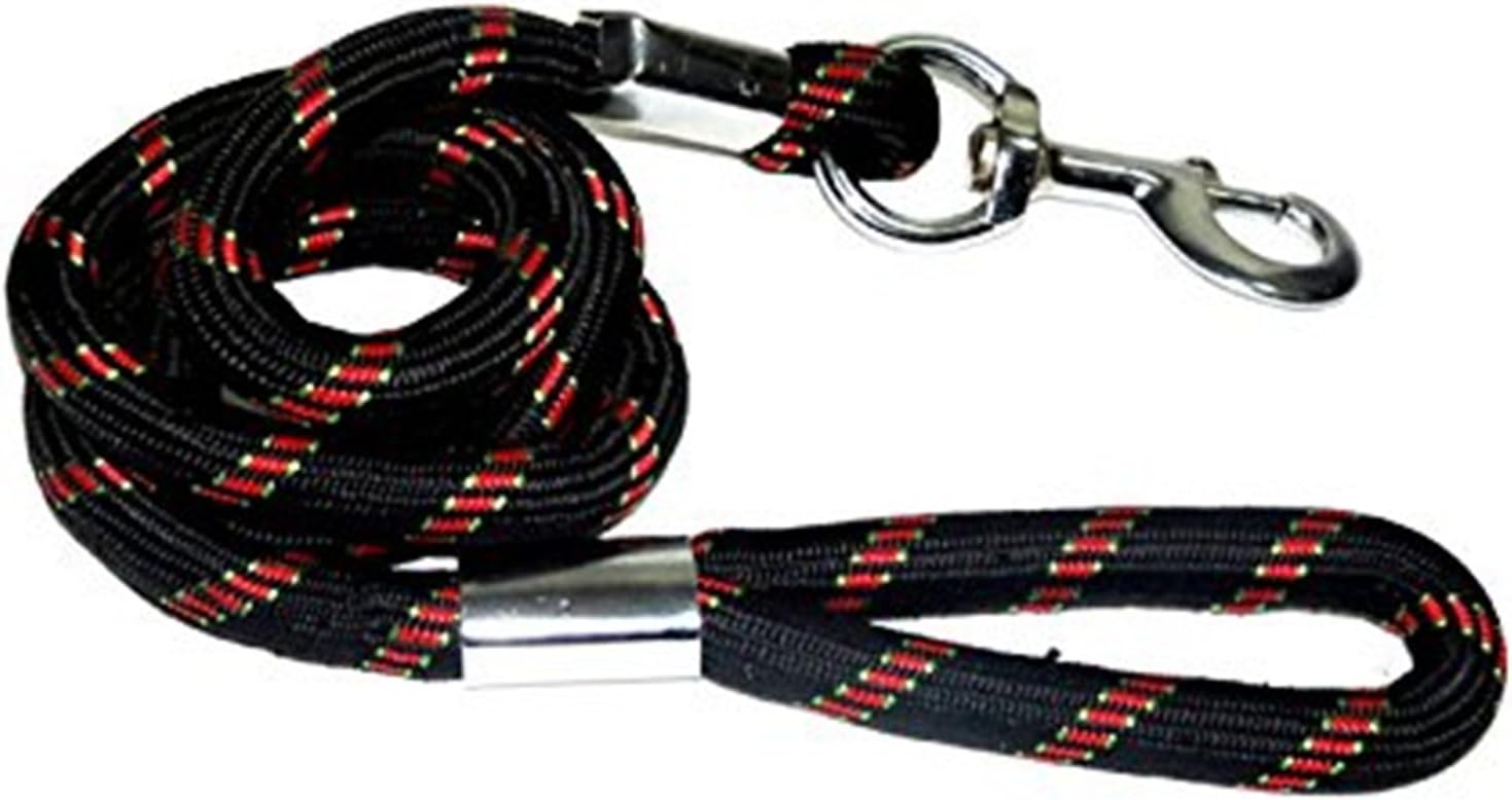 Pet Needs Nylon Rope Leash with Strong Brass Hook for Medium Dog- 57inch X 0.7inch- Medium (Black)