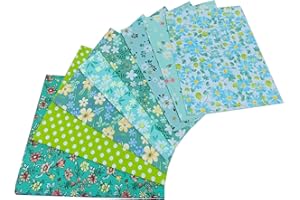 NEWAMISHQUILT 18" x 22" Fat Quarters Quilting Cotton Fabric Bundles for Sewing, 8 PCS Green Floral