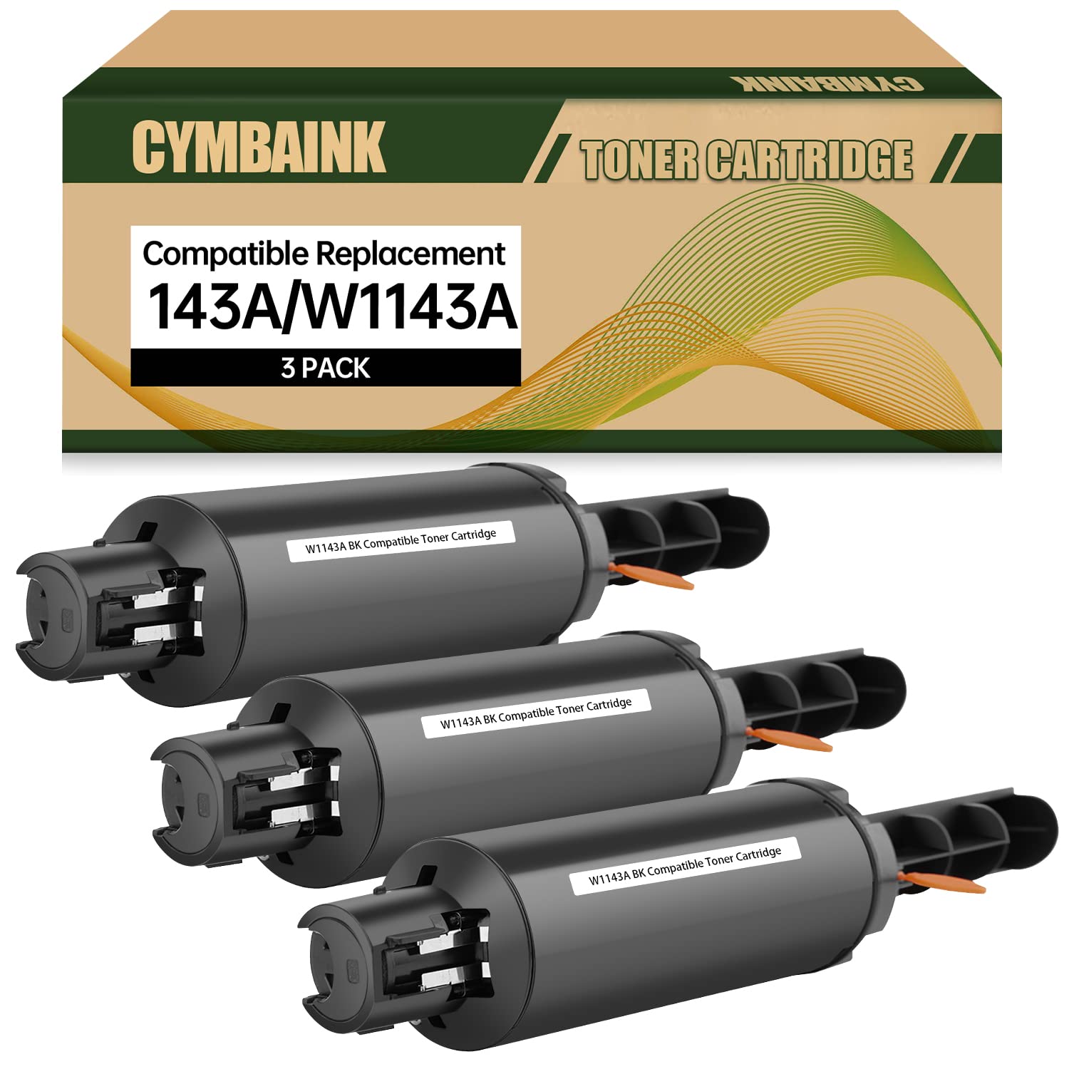 CYMBAINK 143A W1143A, Black, NOT OEM, 3 Pack Compatible Toner Cartridge Replacement for HP Neverstop Laser 1001nw / MFP 1201n / 1202nw printer