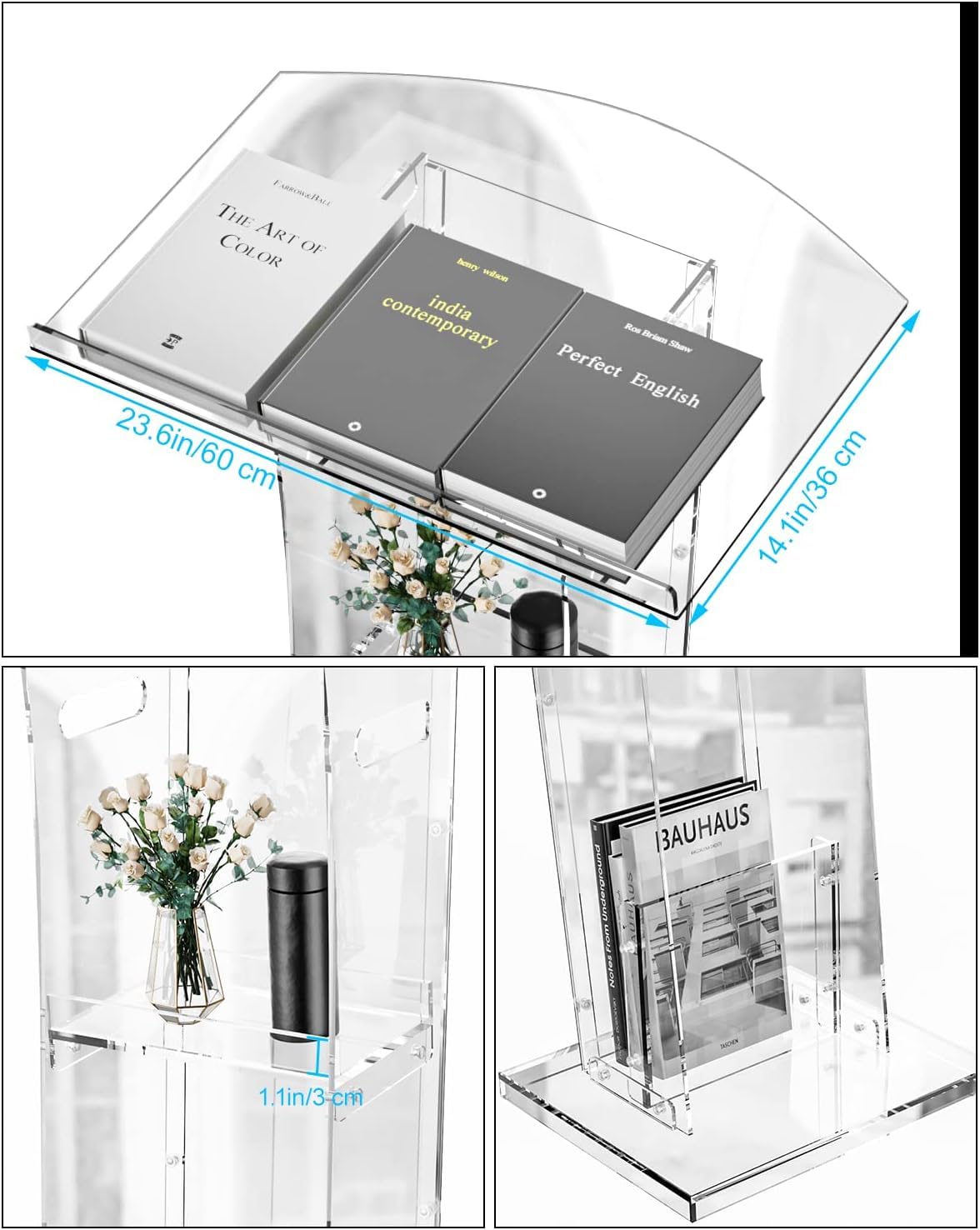 KSacry Acrylic Podium Stand, Pulpits For Churches 15.7" L X