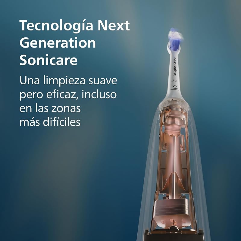Sonicare 7100 cepillo dental eléctrico, sónico, 4 modos de cepillado, 3 niveles de intensidad, alerta de presión, EasyStart, SmarTimer, azul marino, HX7423/01 [Nueva Tecnología]