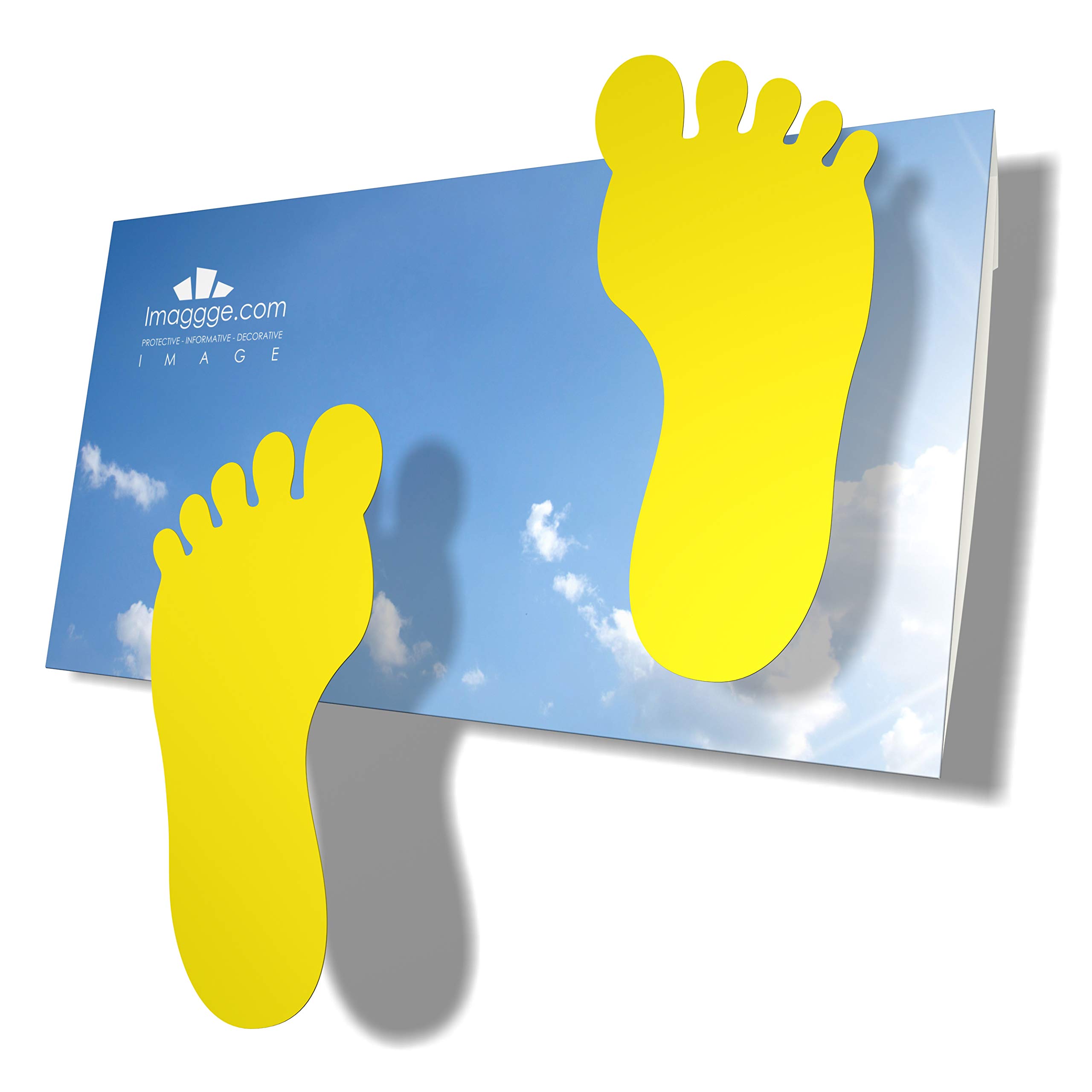 imaggge.com Child Footprints Stickers - for Smooth Floors, Tiles, Concrete, Vinyl. - Set of 24 Yellow Adhesive feet