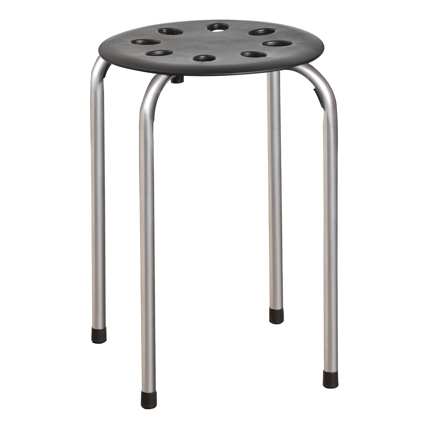 Norwood Commercial Furniture Black & Silver Stacking Stool Set - Stackable Nesting Stools/Chairs for Kids and Adults - Flexible Seating for Home, Office, Classrooms - Plastic/Metal 17.75" (Pack of 5): Industrial & Scientific