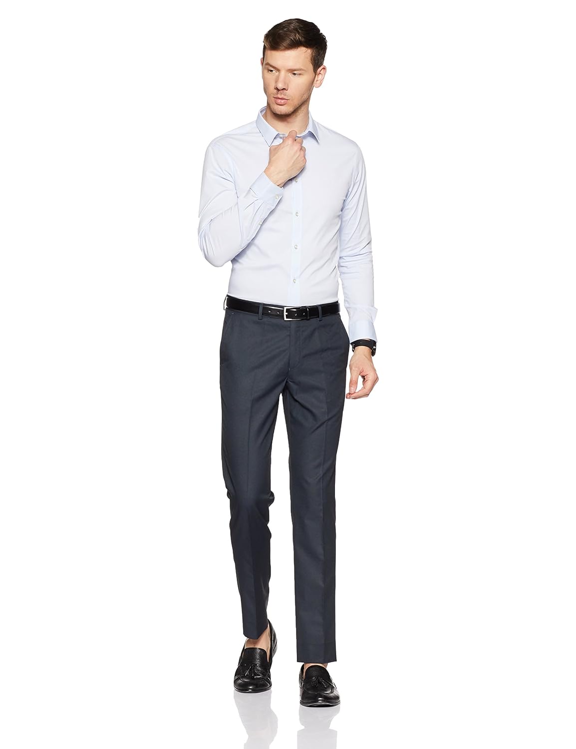 john players men's slim fit formal trousers