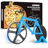 Bicycle Pizza Cutter Wheel - Gifts for Cyclists, Men, Dad, Bike Lovers - Funny Kitchen Gadgets - Cool Father&rsquo;s Day, Christmas, Birthday, White Elephant Gifts - Stainless Steel Pizza Slicer(Blue)