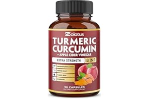 ZOLOTUS 7 in 1 Turmeric Curcumin + Apple Cider Vinegar Capsules, 3 Month Supply with Ashwagandha, Ginger, Garlic Bulb, 95% Standardized Curcuminoids, Joint & Absorption Support