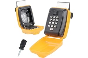 Lifronkit Car Key Lock Box, Yellow Punch Button Combination Lock Box, Car Window Lock Box Wall Lock Box, Sturdy Waterproof Security Lock Box for Keys, Credit Cards, Fit for Turo, Ride Share, GetAround